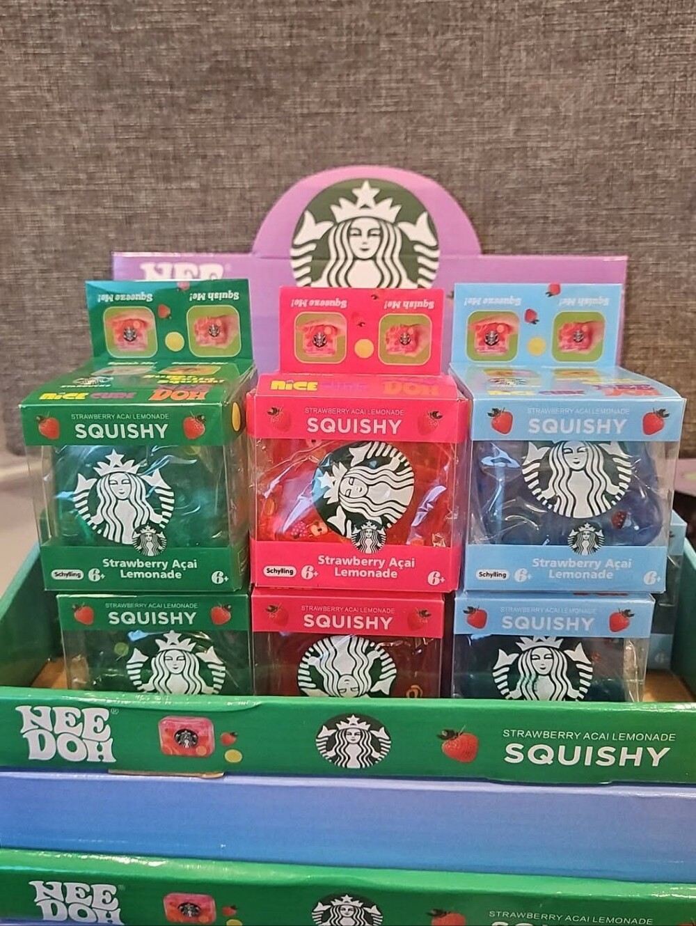 Starbucks Strawberry Acai Lemonade Squishy Display - Pink Red Green Blue
